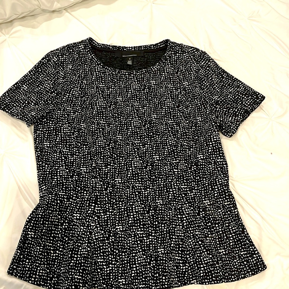Black and white peplum top